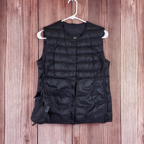 Uniqlo Womens Small Ultra Light Down Vest Compact Packable Puffer Snap Black - Picture 3 of 15